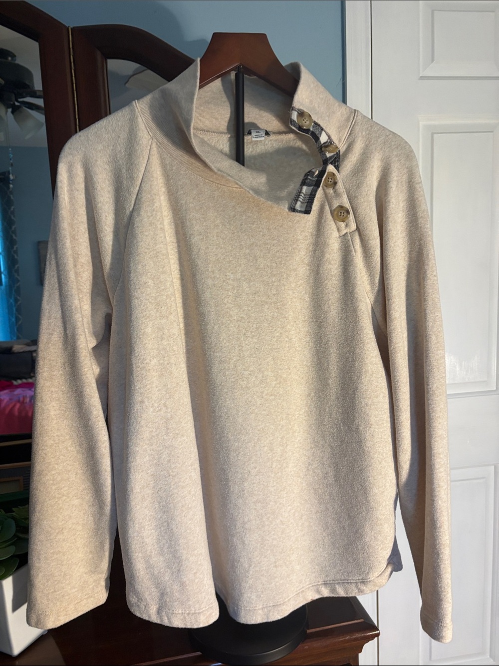 J. Crew Cozy Beige Button-Neck Women's Sweater